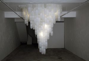 Wolfgang Stiller - Deceive 2012, plastic shrimp traps, Lights, installation at PingPong art space Taiwan, size 300 x 300 x 350 