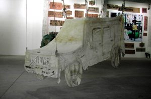 stripped car (jeep) 2007 Beijing ,A space materials : Latex,ropes 1000cm x 1000cm x 800 cm - Wolfgang Stiller