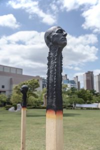 Bronze installation Matchstickmen  Changwon sculpture biennale Korea 2018- Wolfgang Stiller