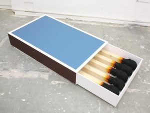 matchbox 2018, size  160 cm x 71 cm x 20 cm   when opened,wood,polyurethane,paint- Wolfgang Stiller